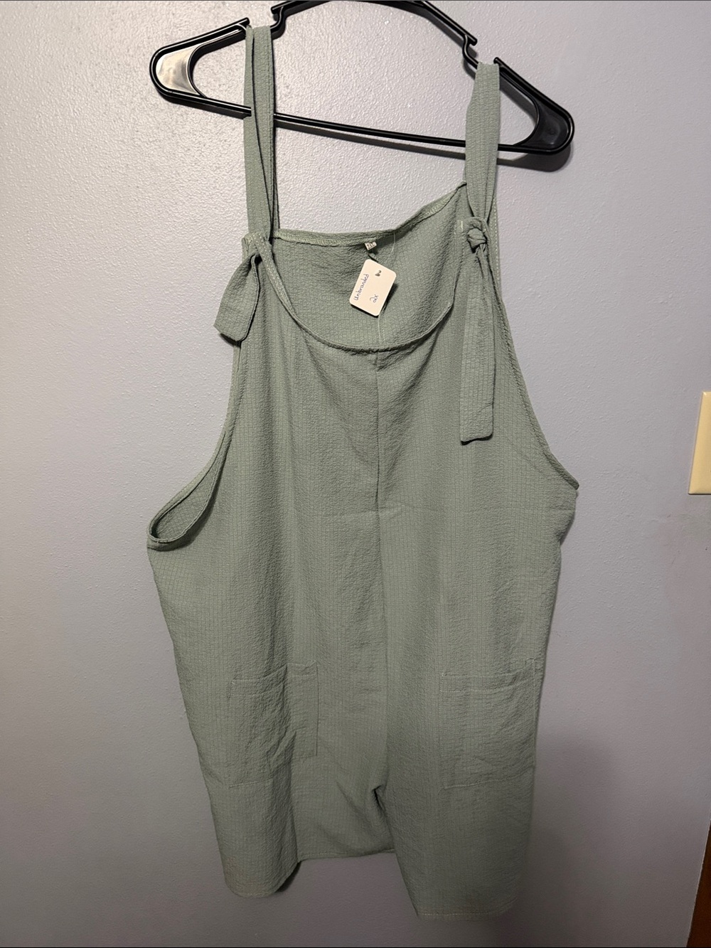 Relaxed Sage Tie-Shoulder Sleeveless Jumpsuit